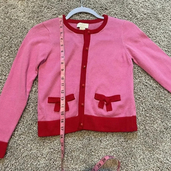 Kate Spade New York Cardigan Big Girls 8Y Pink Red Button Up Cotton - Picture 8 of 10